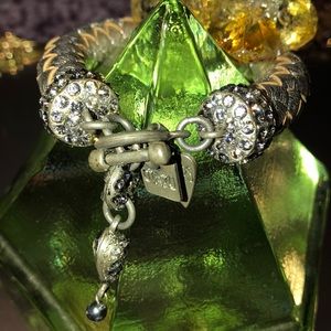 Otazu crystal metallic  braided leather bracelet